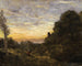 De toren in de bomen - Jean-Baptiste-Camille Corot — weergave van het kunstwerk