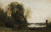 De visser in roeiboot aan de oever - Jean-Baptiste-Camille Corot — weergave van het kunstwerk