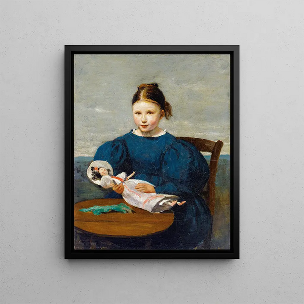 Kleine meisje met pop - Jean-Baptiste-Camille Corot — ingelijst kunstwerk aan de muur