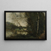 L-vormige Kunstdruk van het meer met de hangende boom - Jean-Baptiste-Camille Corot — ingelijst kunstwerk aan de muur