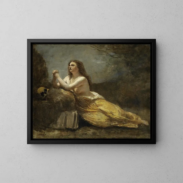 Madeleine in gebed - Jean-Baptiste-Camille Corot — ingelijst kunstwerk aan de muur
