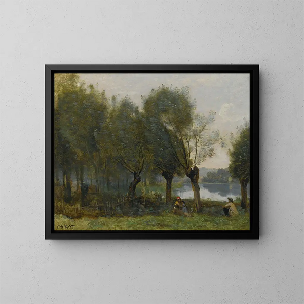 Montgeron, Saulaie aan de waterkant - Jean-Baptiste-Camille Corot — ingelijst kunstwerk aan de muur