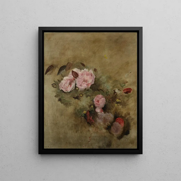Natuurschilderij met bloemenboeket - Jean-Baptiste-Camille Corot — ingelijst kunstwerk aan de muur