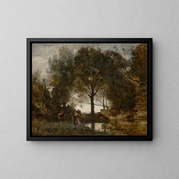 Nymfen en Faunen - Jean-Baptiste-Camille Corot — ingelijst kunstwerk aan de muur