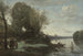 Rivière met een verafgelegen toren - Jean-Baptiste-Camille Corot — weergave van het kunstwerk