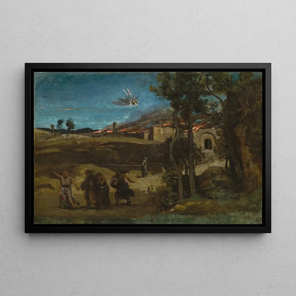 Study for The Destruction of Sodom - Jean-Baptiste-Camille Corot — framed artwork on a wall