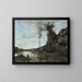 van een boerendochter en haar koe, de vijver met uitzicht op een dorp - Jean-Baptiste-Camille Corot — ingelijst kunstwerk aan de muur