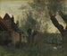 van de Zonnebloemen en boerderij in Sainte-Catherine-les-Arras - Jean-Baptiste-Camille Corot — weergave van het kunstwerk