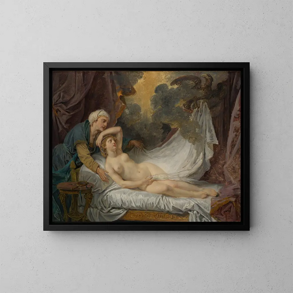 Aigina bezocht door Jupiter - Jean-Baptiste Greuze — ingelijst kunstwerk aan de muur