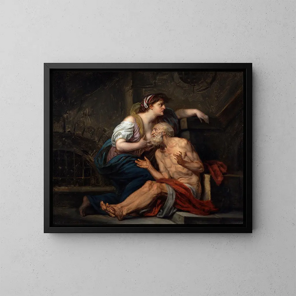 La Charité romaine - Jean-Baptiste Greuze — ingelijst kunstwerk aan de muur