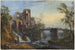 Landscape painting at dawn with classical ruins - Jean-Baptiste Lallemand — artwork view