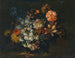 Natuurgetrouwe Kunstdruk van een stilleven met lelies, kamperfoelie en andere bloemen in een vaas op een vensterbank - Jean-Baptiste Monnoyer — weergave van het kunstwerk
