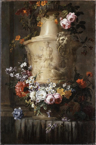 JeanBaptiste Monnoyer - Marble Vase with Garland of Flowers.webp