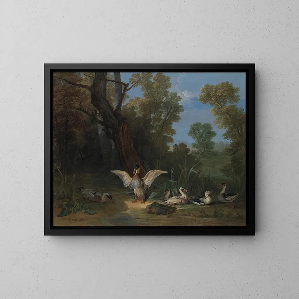 Eenden rustend in de zon - Jean-Baptiste Oudry — ingelijst kunstwerk aan de muur
