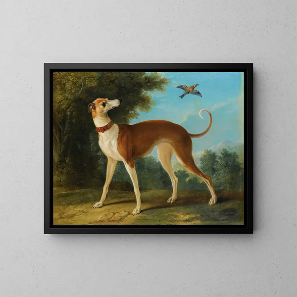 Windhond in een landschap - Jean-Baptiste Oudry — ingelijst kunstwerk aan de muur