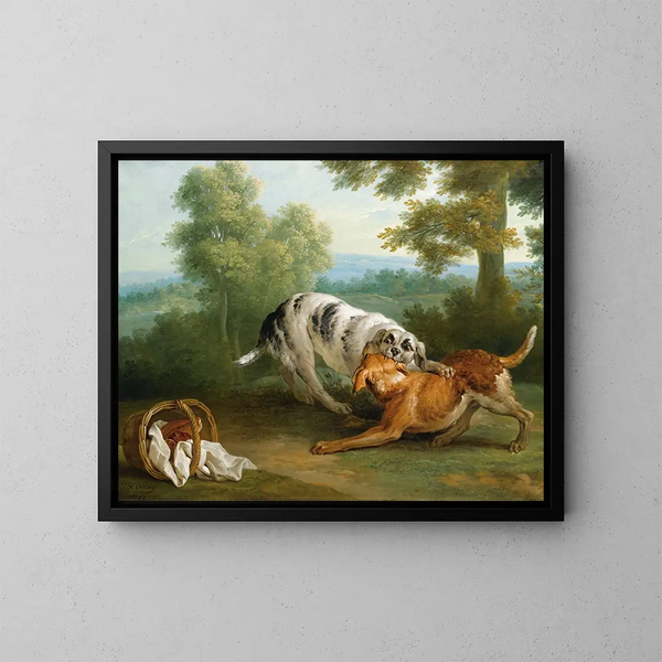 De hond die zijn diner brengt naar zijn meester - Jean-Baptiste Oudry — ingelijst kunstwerk aan de muur
