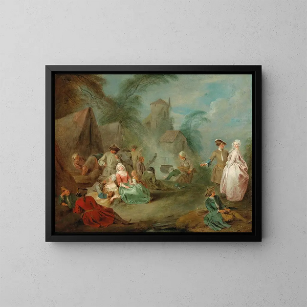 Een militaire kamp - Jean-Baptiste Pater — ingelijst kunstwerk aan de muur
