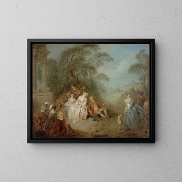 Rassemblement dans un parc - Jean-Baptiste Pater — ingelijst kunstwerk aan de muur