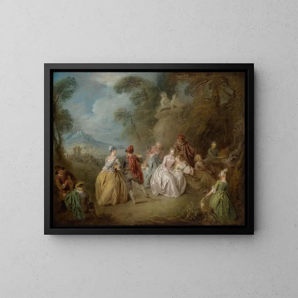 Courtoises scène in een park - Jean-Baptiste Pater — ingelijst kunstwerk aan de muur