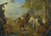 Figuren in een militaire kamp met een ruiter die de troepen leidt - Jean-Baptiste Pater — weergave van het kunstwerk
