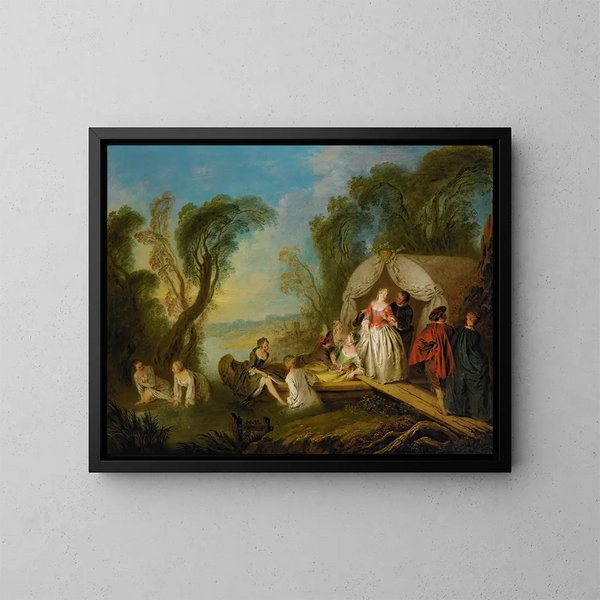 Feestelijke galant: De plezierboot - Jean-Baptiste Pater — ingelijst kunstwerk aan de muur
