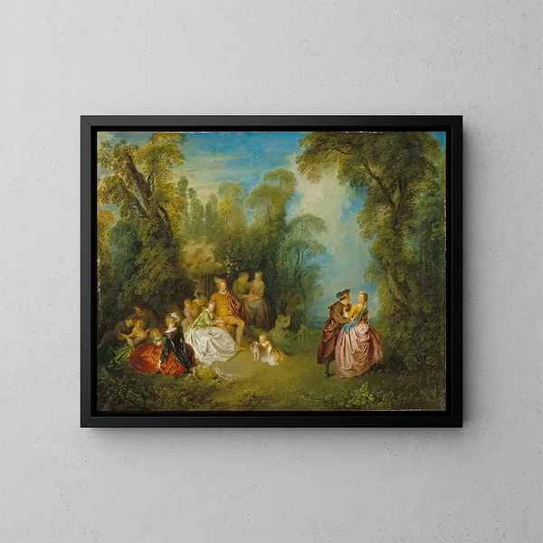 Feestelijke hofscène bij een fontein - Jean-Baptiste Pater — ingelijst kunstwerk aan de muur