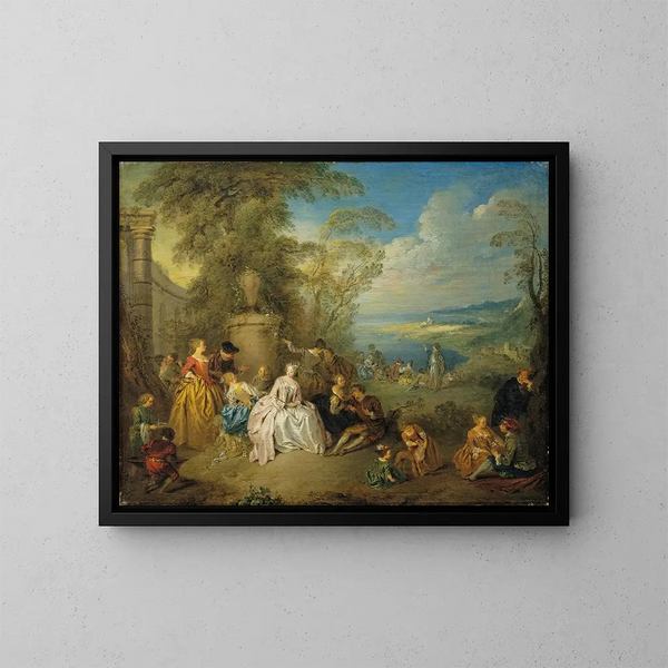 Feest in galante stijl in een kustlandschap - Jean-Baptiste Pater — ingelijst kunstwerk aan de muur
