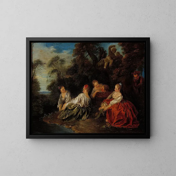 De geneugten van het bad - Jean-Baptiste Pater — ingelijst kunstwerk aan de muur