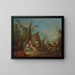 Soldaten en vivandiers die koken en rusten rond een kampvuur, een wagen en een tent op de achtergrond - Jean-Baptiste Pater — ingelijst kunstwerk aan de muur