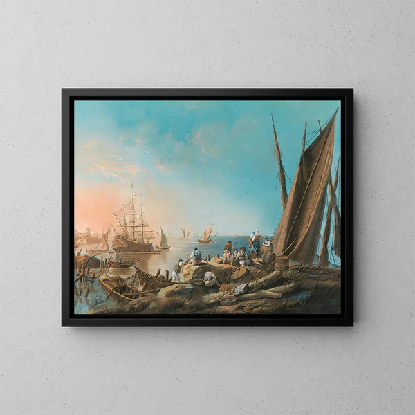 Aan de monding van de rivier de Taag - Jean-Baptiste Pillement — ingelijst kunstwerk aan de muur