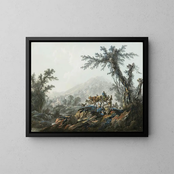 Landelijk landschap - Jean-Baptiste Pillement — ingelijst kunstwerk aan de muur