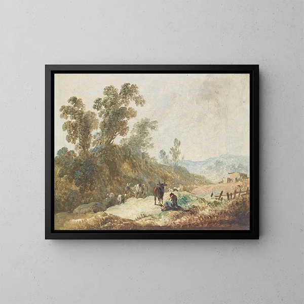 Landelijk landschap - Jean-Baptiste Pillement — ingelijst kunstwerk aan de muur