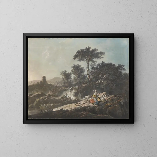 van Bergers rustend bij een beek - Jean-Baptiste Pillement — ingelijst kunstwerk aan de muur