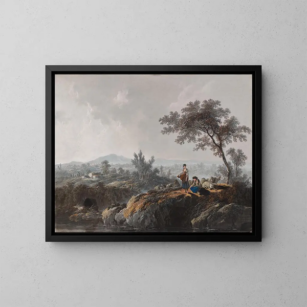 van Bergers dans un paysage - Jean-Baptiste Pillement — ingelijst kunstwerk aan de muur