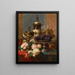 Nature morte with roses, grapes, and a nautilus shell inlaid with silver - Jean-Baptiste Robie — framed artwork on a wall
