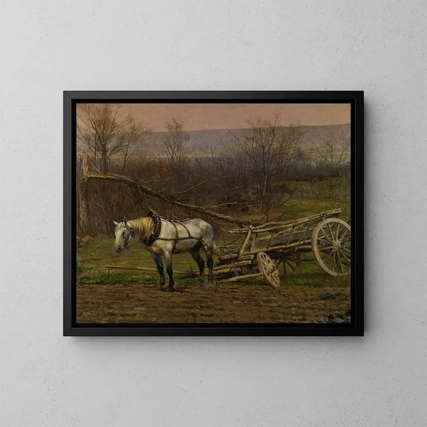 van een rijtuig met een witte paard - Jean-Baptiste Édouard Detaille — ingelijst kunstwerk aan de muur