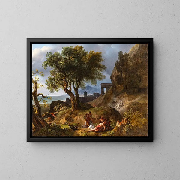 De Dood van Hippolyte - Jean-Charles Joseph Rémond — ingelijst kunstwerk aan de muur