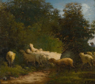 JeanFranois Millet - Sheep Grazing Along A Hedgerow.webp