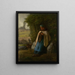 Bergère zittend op een rots - Jean-François Millet — ingelijst kunstwerk aan de muur