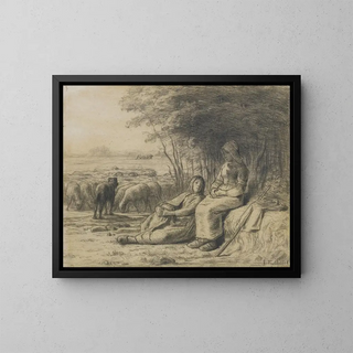 JeanFranois Millet - Two Shepherdesses and their Flock.webp