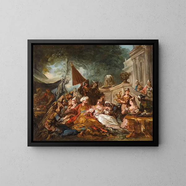 Scene oriental of het banket van Esther - Jean-François de Troy — ingelijst kunstwerk aan de muur