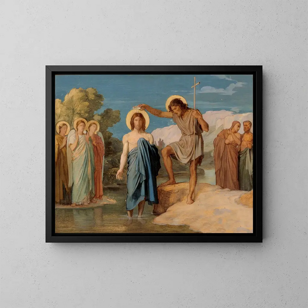 De doop van Christus - Jean-Hippolyte Flandrin — ingelijst kunstwerk aan de muur