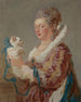 Een vrouw met een hond - Jean-Honoré Fragonard — weergave van het kunstwerk