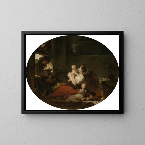 La Famille heureuse - Jean-Honoré Fragonard — ingelijst kunstwerk aan de muur