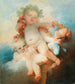 Drie putti gekroond met bloemen - Jean-Honoré Fragonard — weergave van het kunstwerk