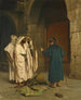Een oude Jood met drie Arabieren - Jean-Léon Gérôme — weergave van het kunstwerk