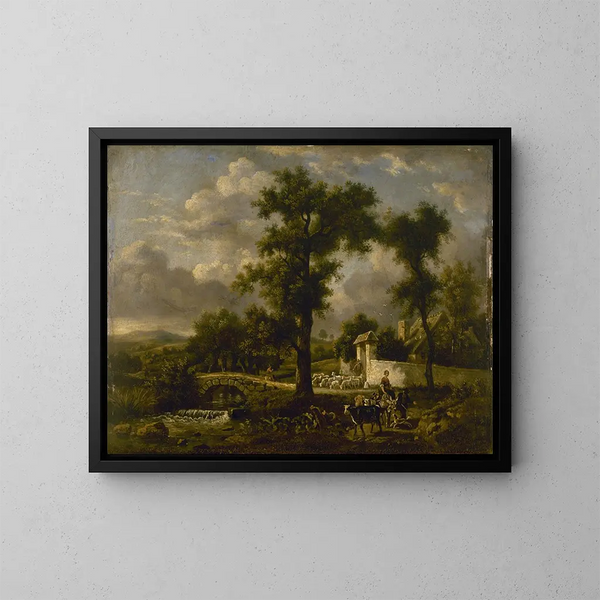 Landelijke scène - Jean-Louis Demarne — ingelijst kunstwerk aan de muur