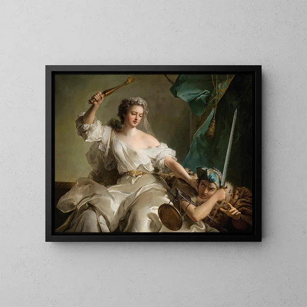 van het allegorische schilderij van Justitie die onrechtvaardigheid bestraft 1737 - Jean-Marc Nattier — ingelijst kunstwerk aan de muur