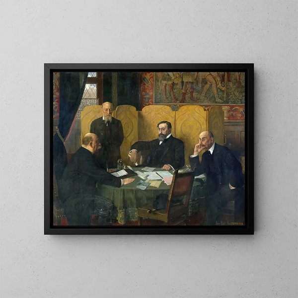 Het Veiligheidscomité van de Stad Parijs en het departement Seine tijdens de oorlog van 1914-1918 - Jean-Paul Laurens — ingelijst kunstwerk aan de muur