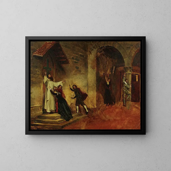 Het Vuur - Jean-Paul Laurens — ingelijst kunstwerk aan de muur